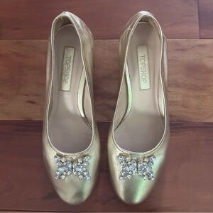 Topshop Gold Rhinestone Heels